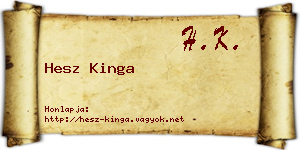 Hesz Kinga névjegykártya